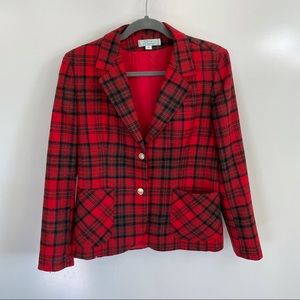 Prestige of Boston Vintage Plaid Wool Blazer Size 12